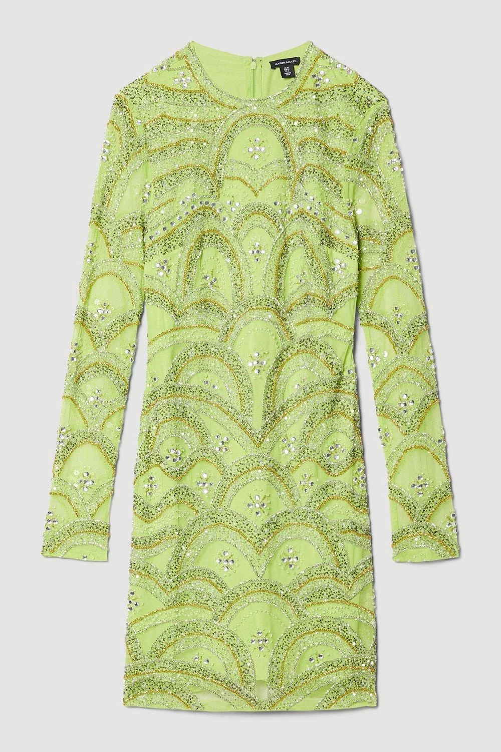 Karen Millen Embellished Mini Dress With Scallop Detail