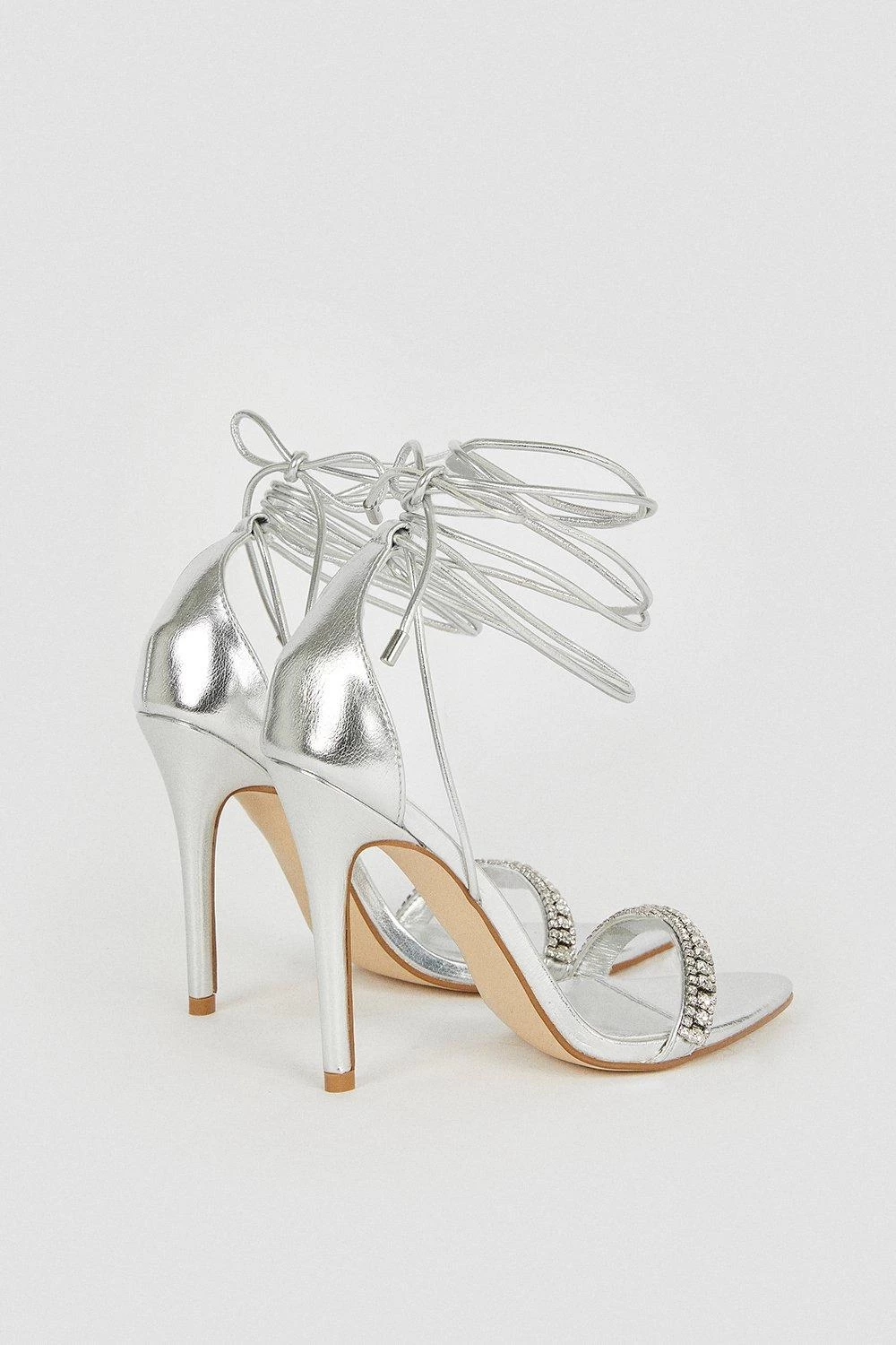 Karen Millen Metallic Diamante Trim Stiletto Heel - Image 4