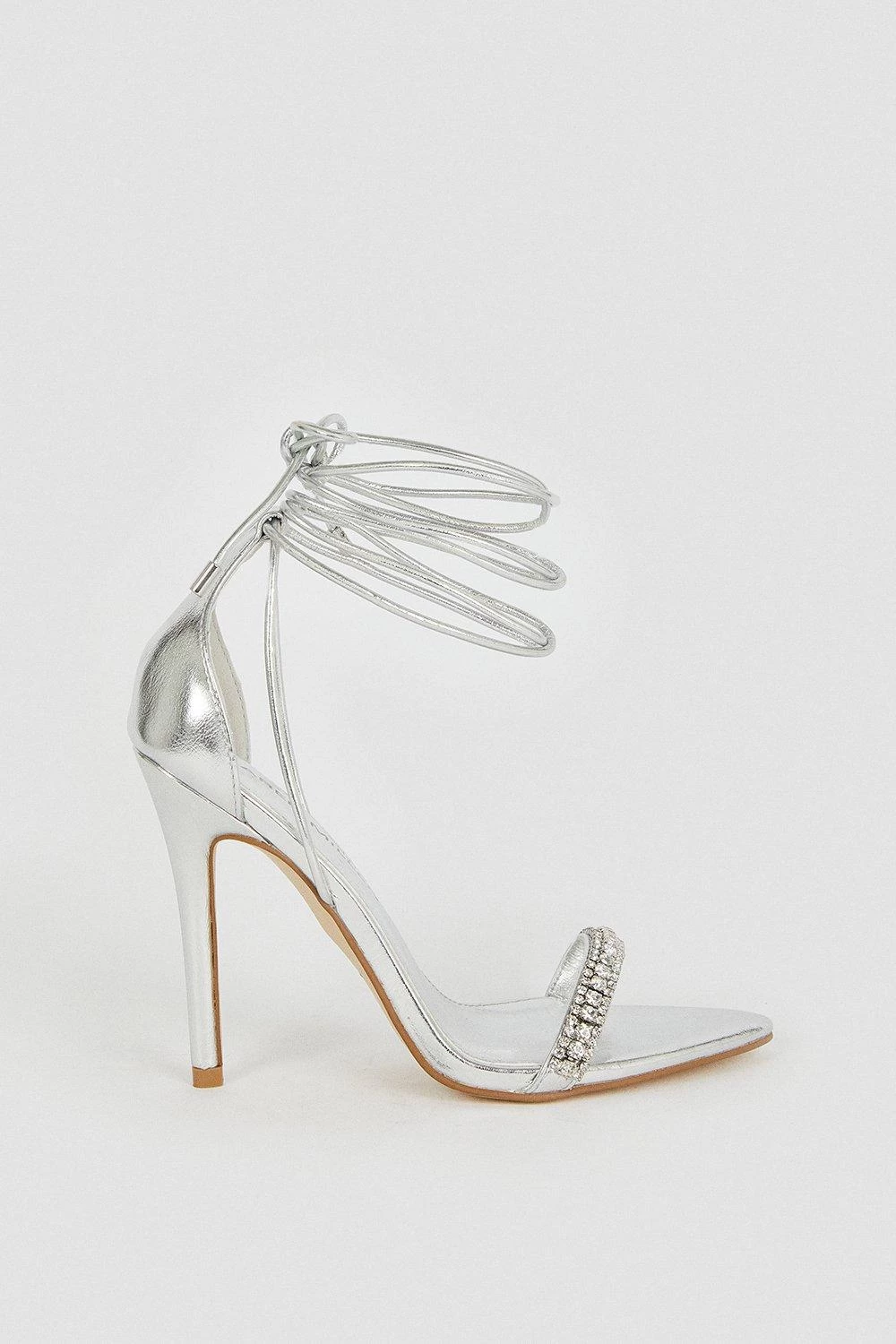 Karen Millen Metallic Diamante Trim Stiletto Heel - Image 6