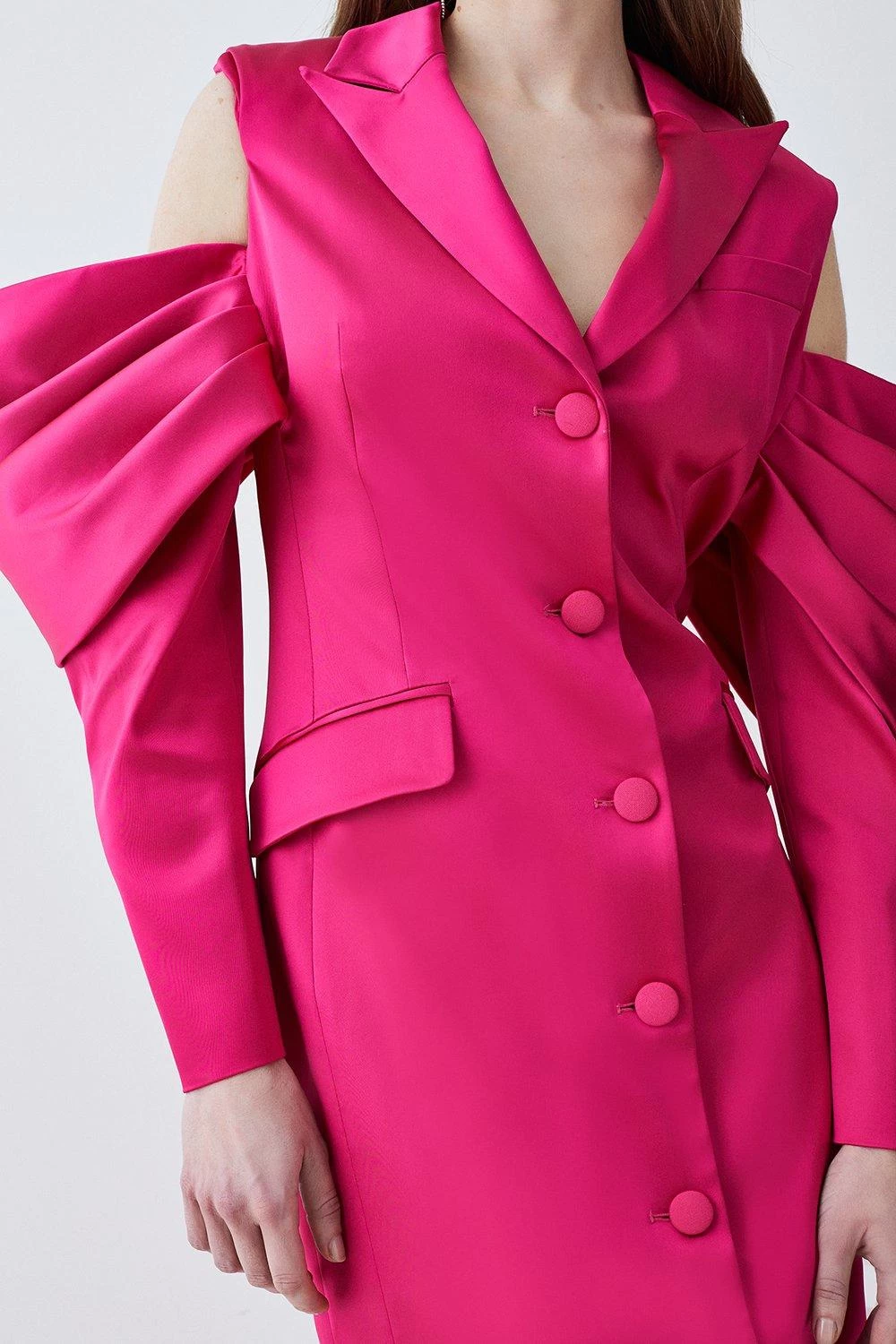 Karen Millen Italian Structured Drape Sleeve Detail Tailored Midi Dress - Image 3