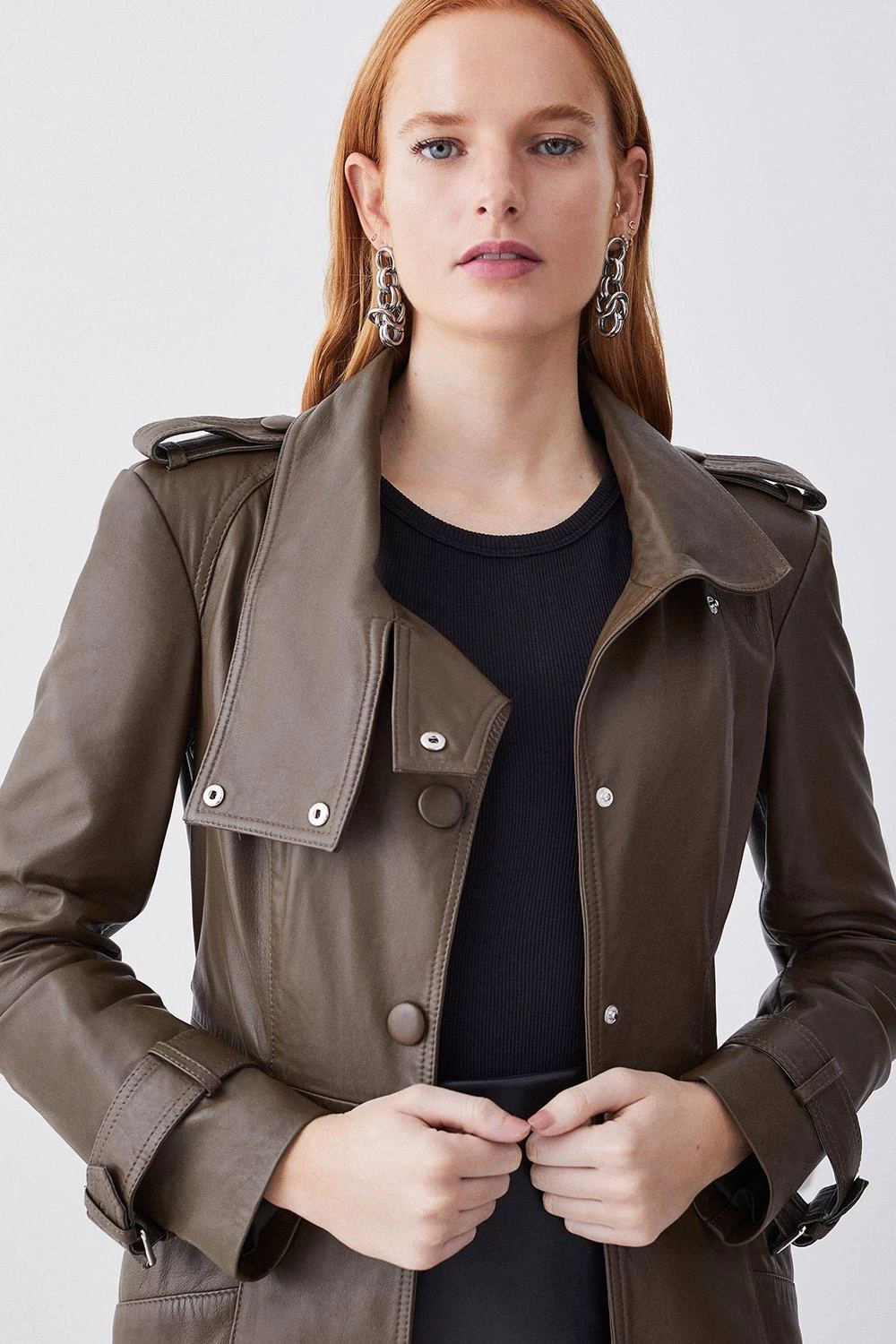 Karen Millen Leather Maxi Trench Coat - Image 2