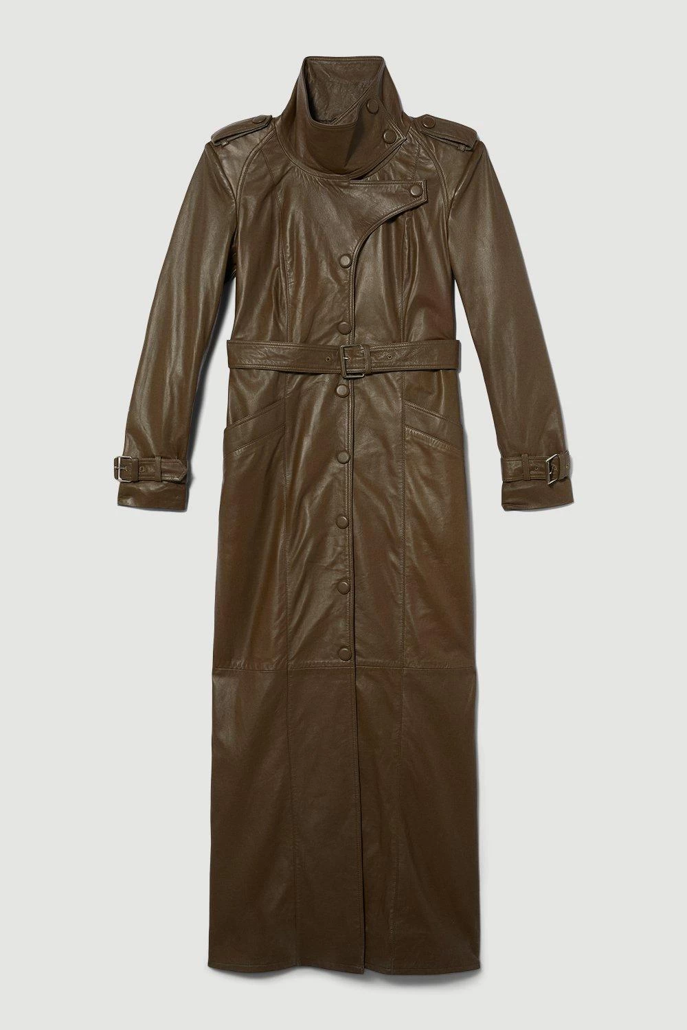 Karen Millen Leather Maxi Trench Coat - Image 3