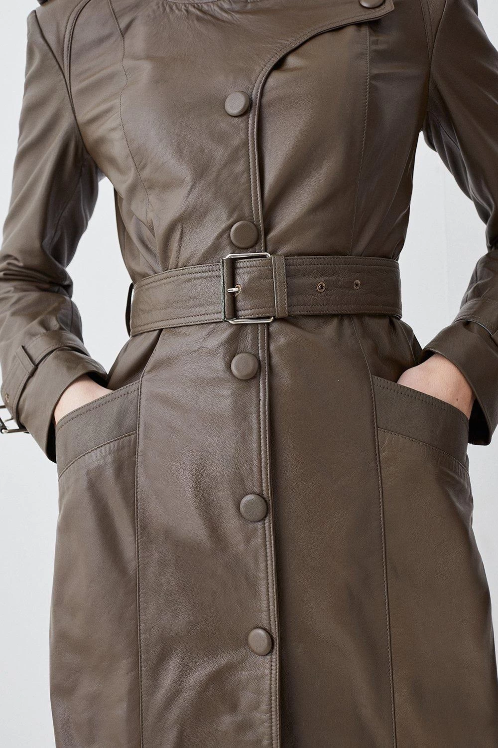 Karen Millen Leather Maxi Trench Coat - Image 6