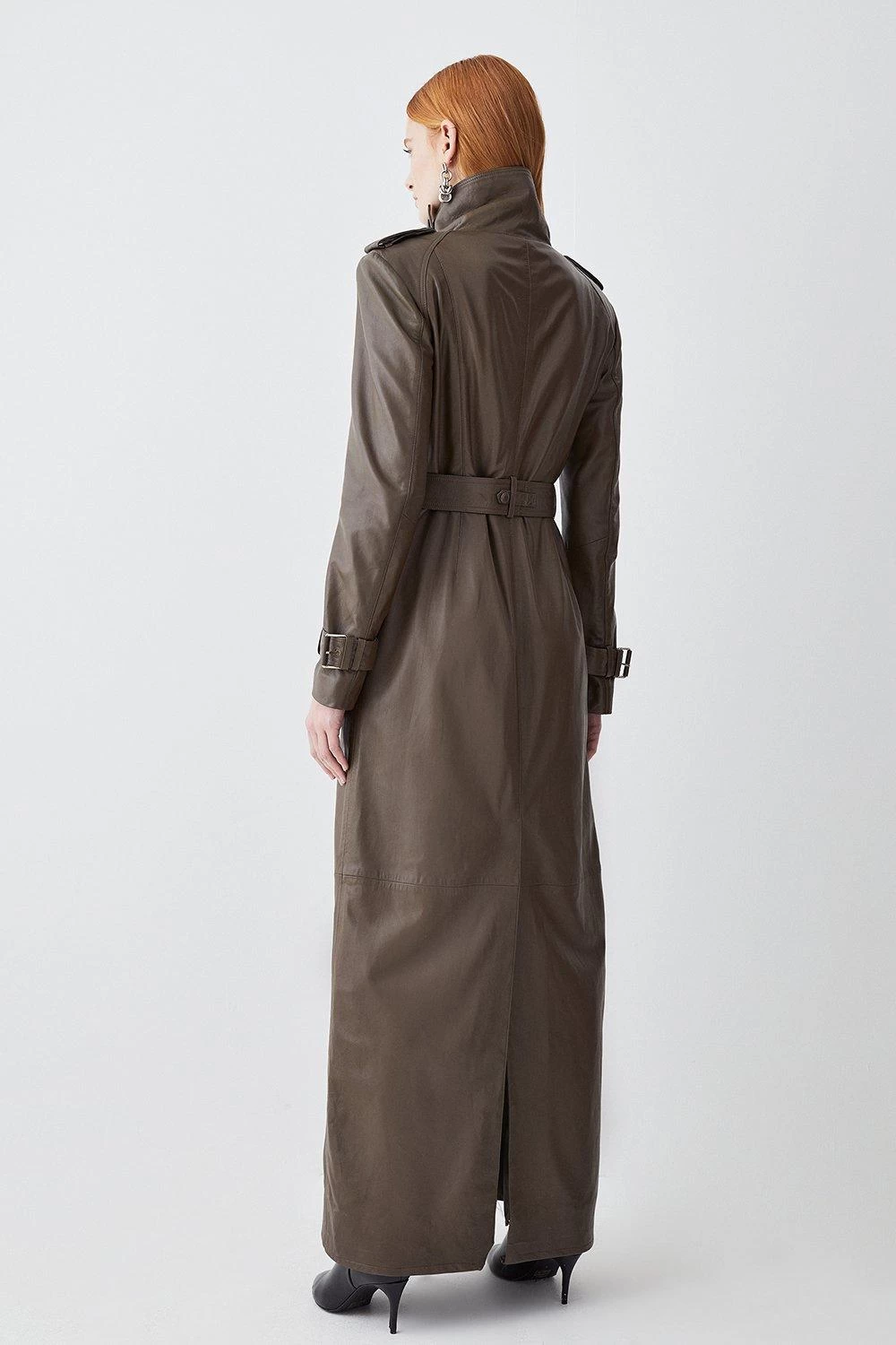 Karen Millen Leather Maxi Trench Coat - Image 7