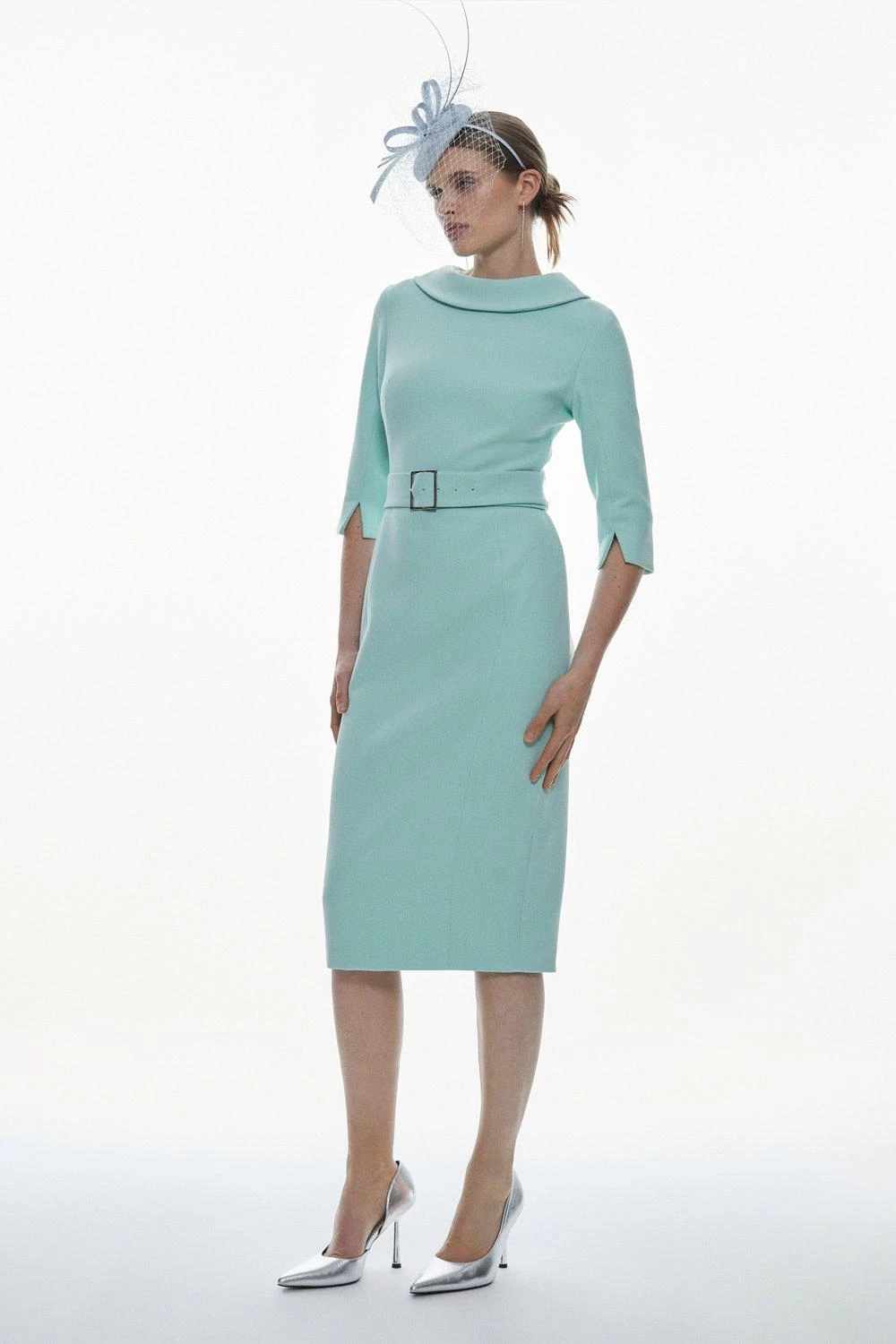 Karen Millen Compact Stretch Roll Neck Pencil Midi Dress - Image 2