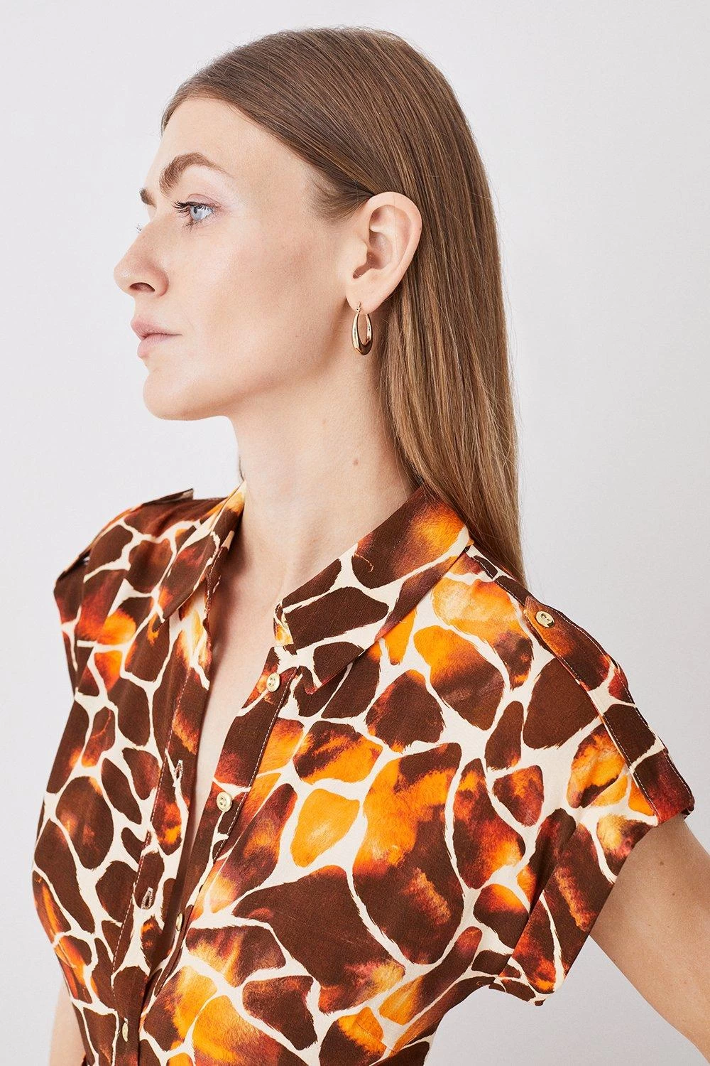 Karen Millen Mixed Animal Sleeveless Midi Shirt Dress - Image 5