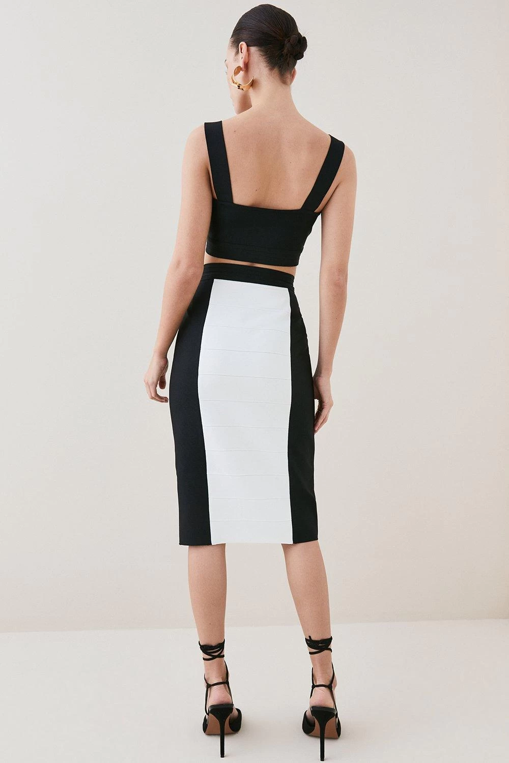 Karen Millen Colour Block Bandage Zip Front Pencil Skirt - Image 3