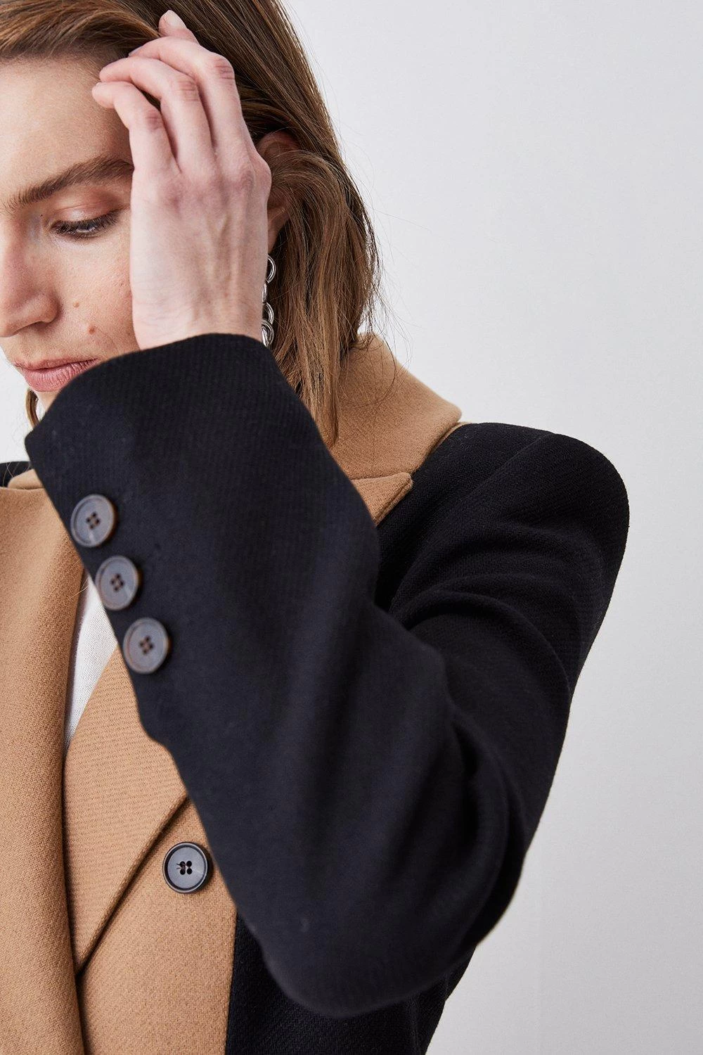 Karen Millen Italian Virgin Wool Colourblock Tailored Coat - Image 2