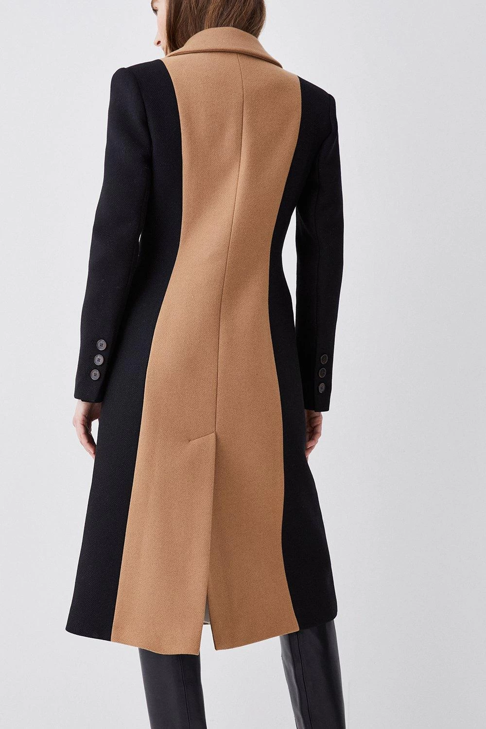 Karen Millen Italian Virgin Wool Colourblock Tailored Coat - Image 3