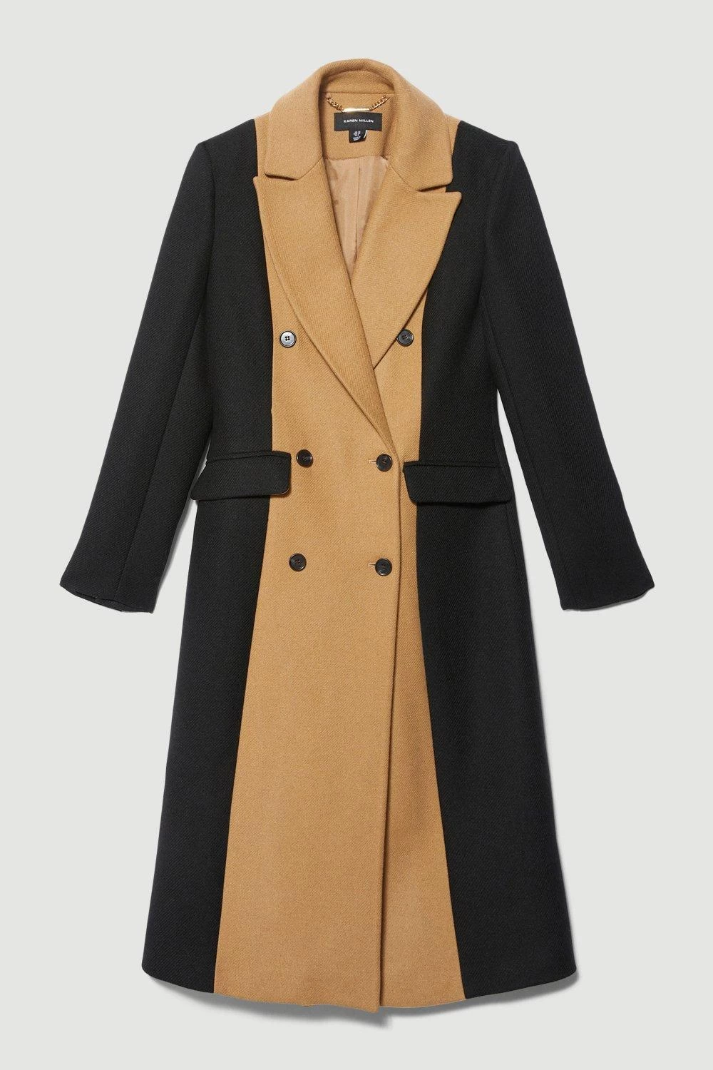 Karen Millen Italian Virgin Wool Colourblock Tailored Coat - Image 4