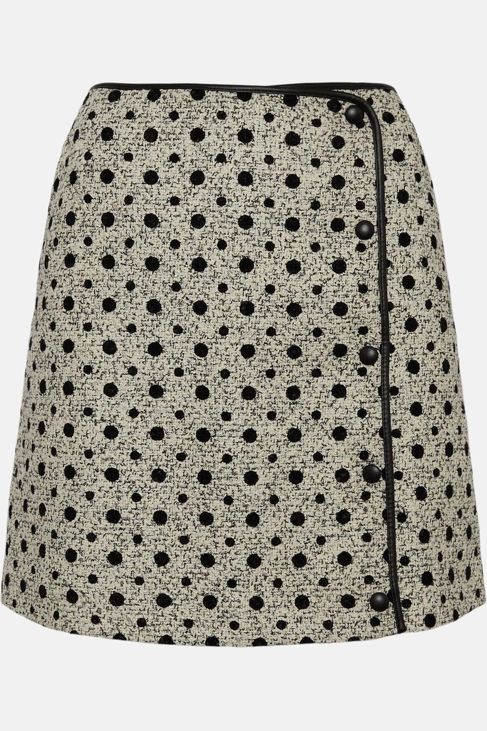 Karen Millen Polka Dot Boucle Button Skirt