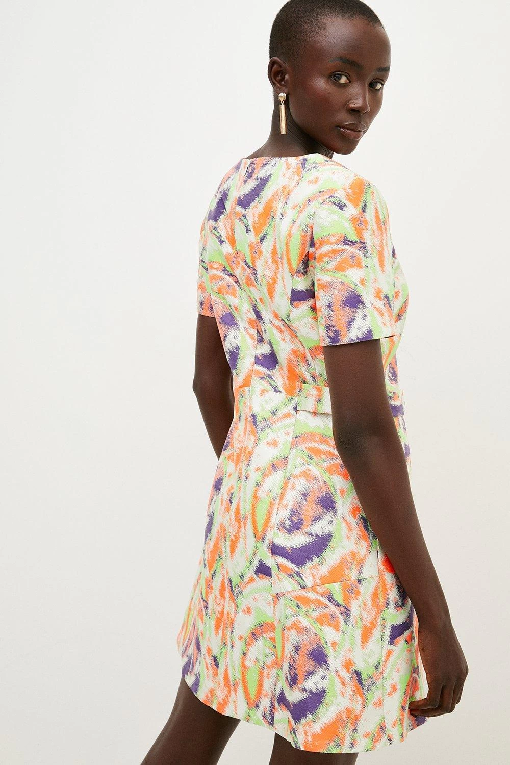 Karen Millen Abstract Jacquard Peplum Hem Mini Dress - Image 2