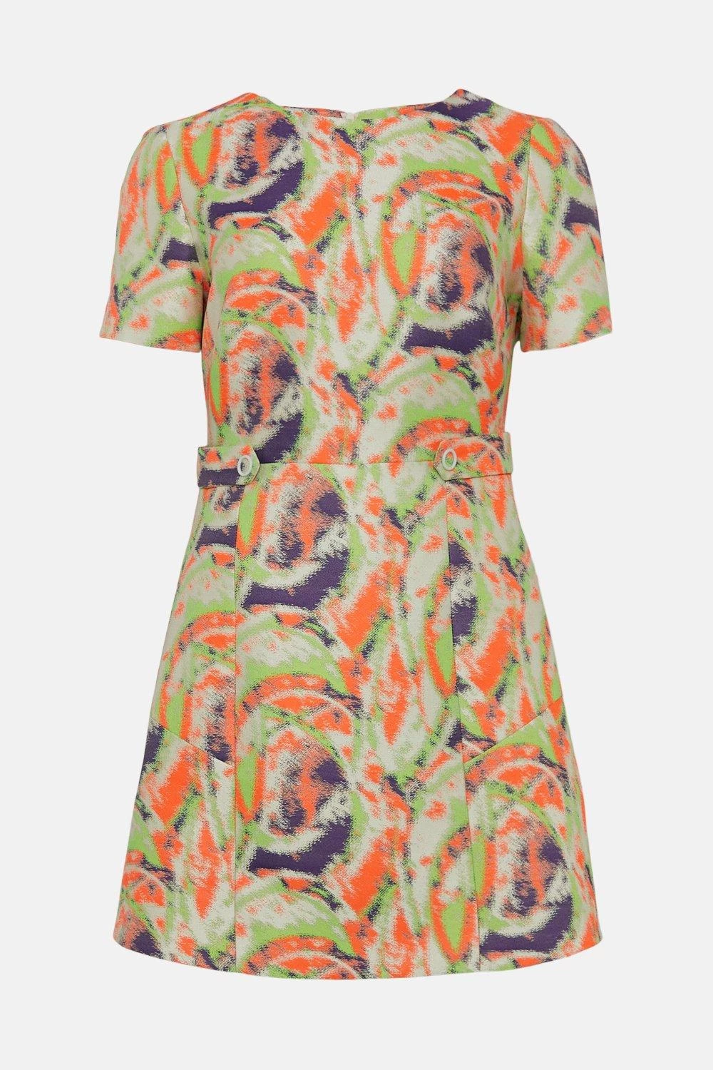 Karen Millen Abstract Jacquard Peplum Hem Mini Dress - Image 3