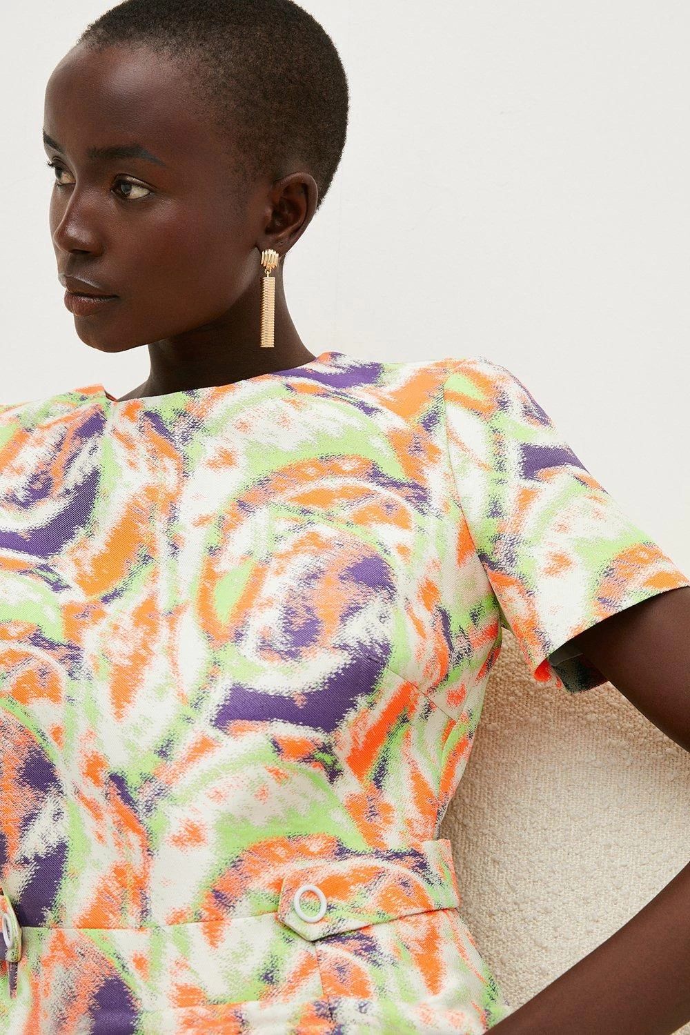 Karen Millen Abstract Jacquard Peplum Hem Mini Dress - Image 4