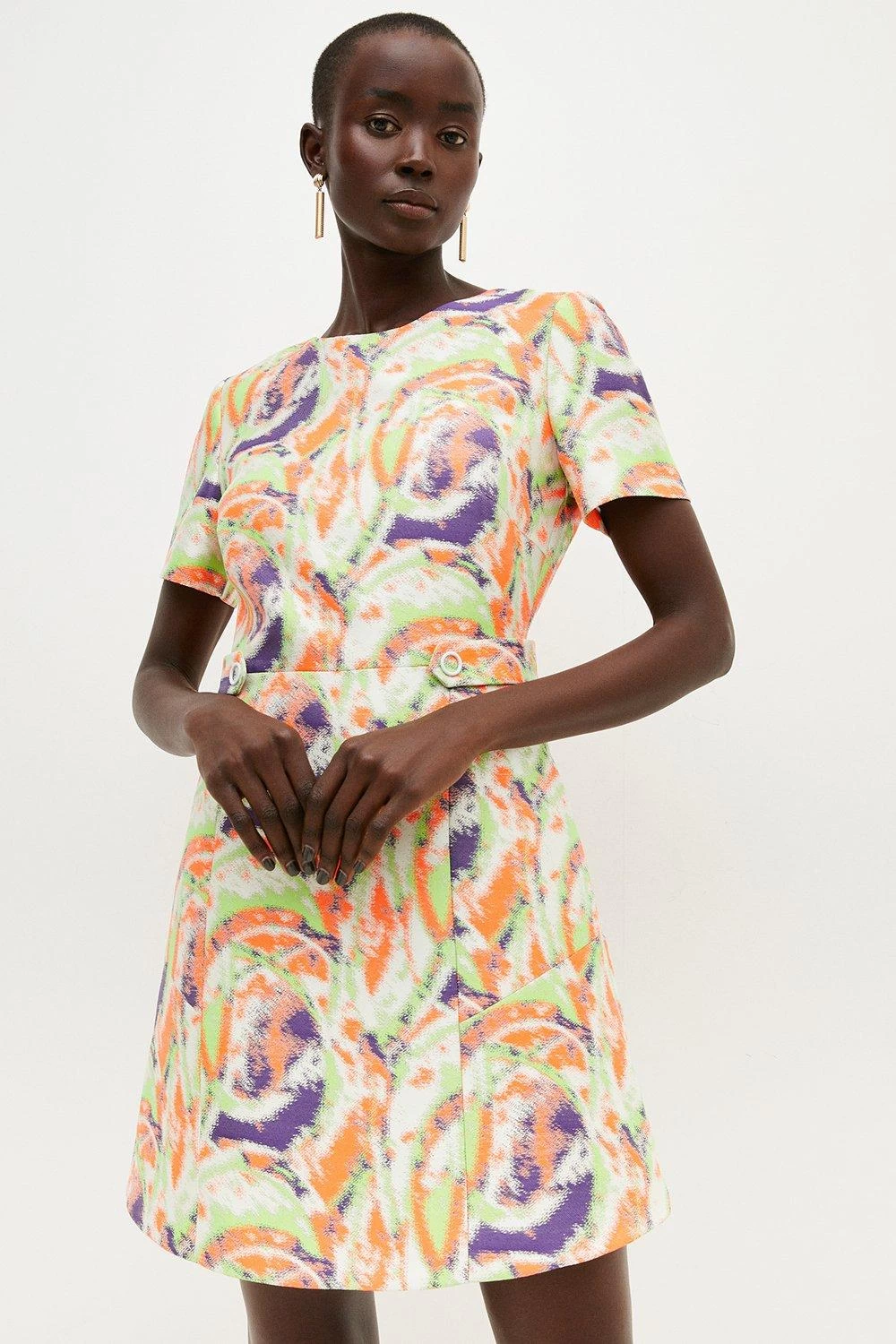 Karen Millen Abstract Jacquard Peplum Hem Mini Dress