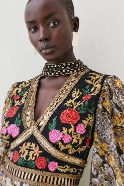 Karen Millen Baroque Embroidered And Bead Woven Mini Dress