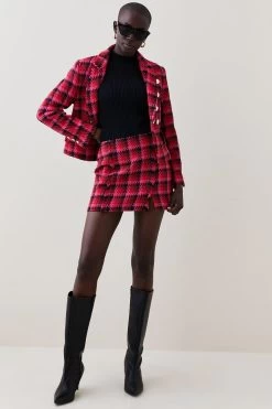 Karen Millen Dogtooth Military Button Tailored Blazer