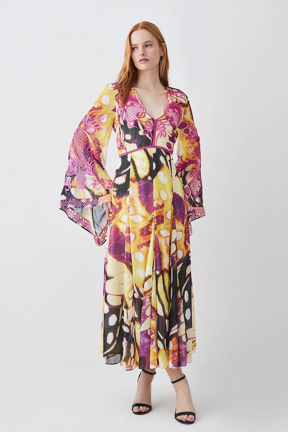 Karen Millen Floral Embroidered Woven Midi Dress - Image 2