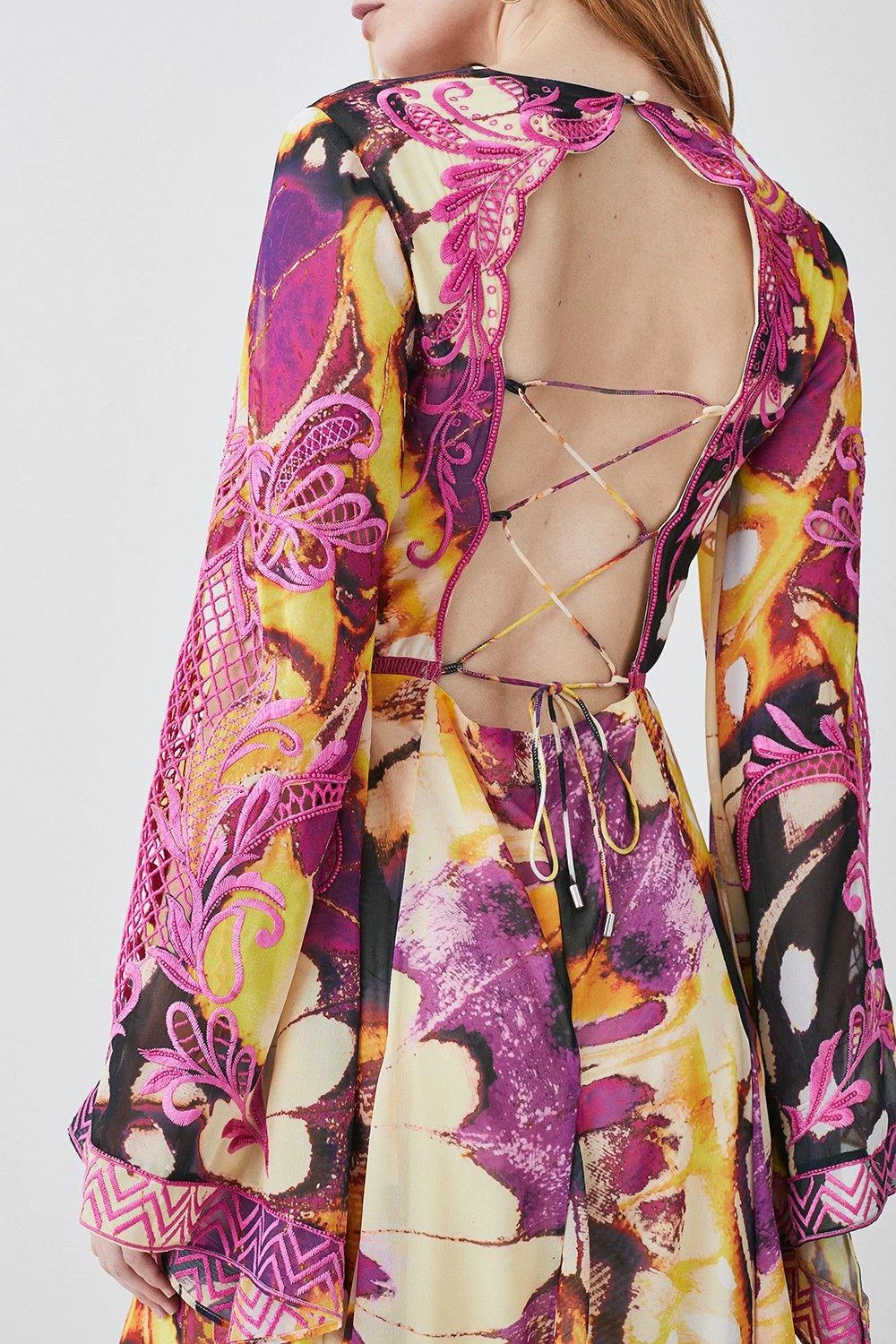 Karen Millen Floral Embroidered Woven Midi Dress - Image 3