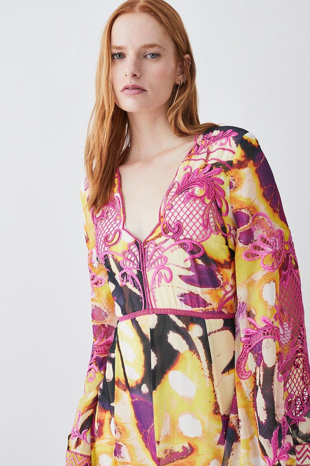 Karen Millen Floral Embroidered Woven Midi Dress - Image 4