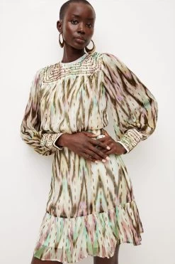 Karen Millen Metallic Viscose Beaded Mini Dress