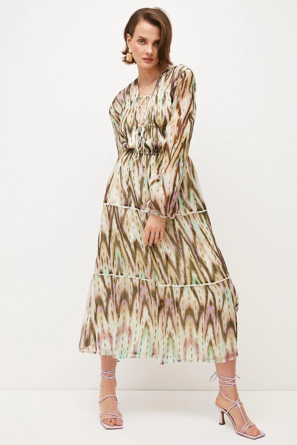 Karen Millen Metallic Viscose Woven Maxi Dress - Image 2