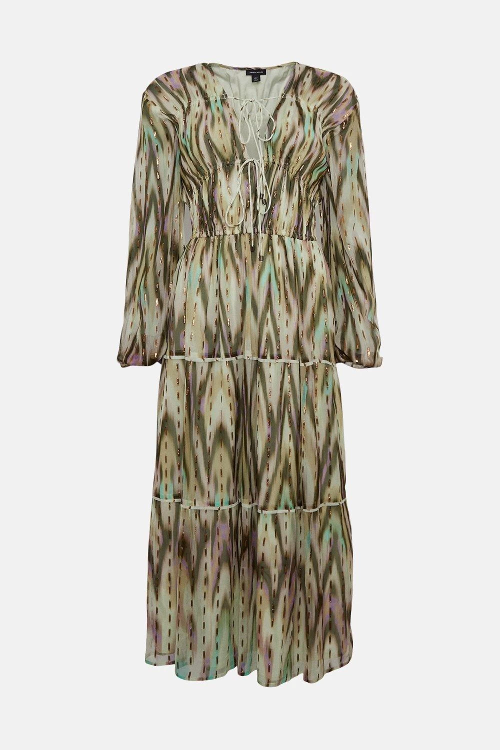 Karen Millen Metallic Viscose Woven Maxi Dress - Image 3