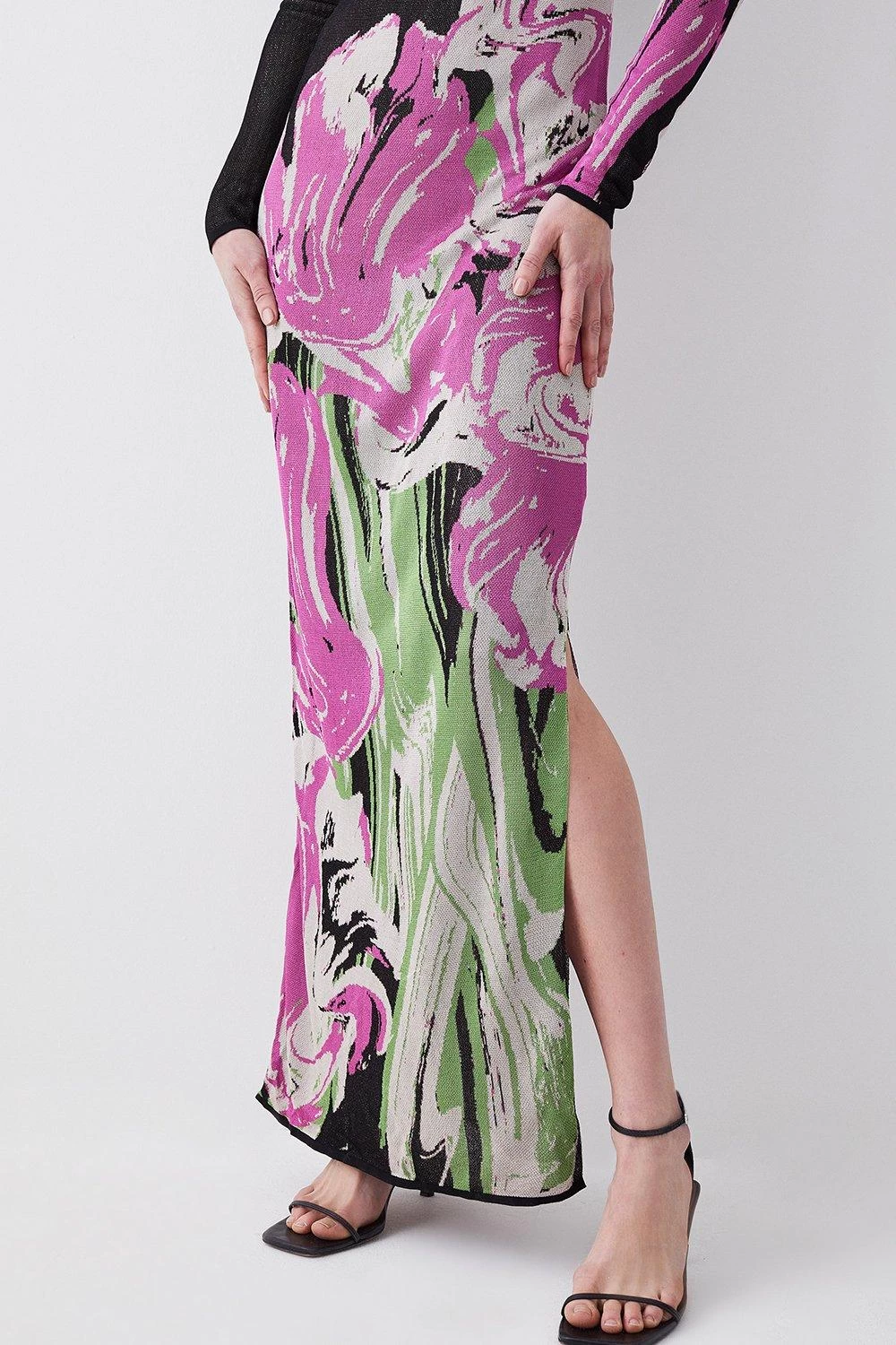 Karen Millen Optical Jacquard Knitted Maxi Column Dress - Image 4