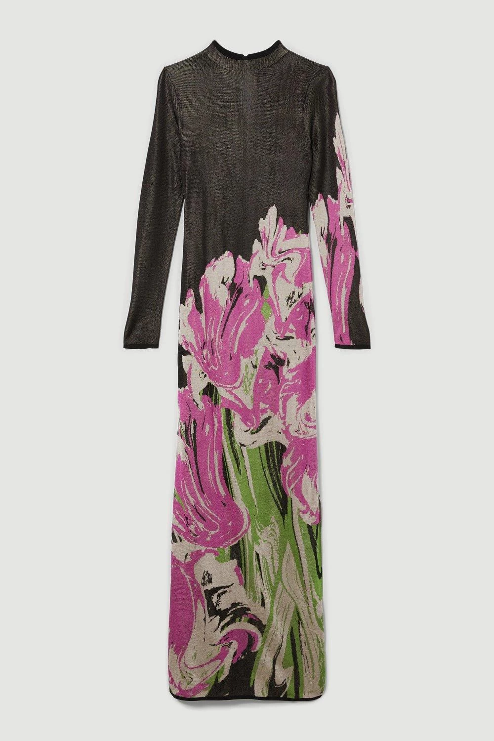 Karen Millen Optical Jacquard Knitted Maxi Column Dress - Image 5