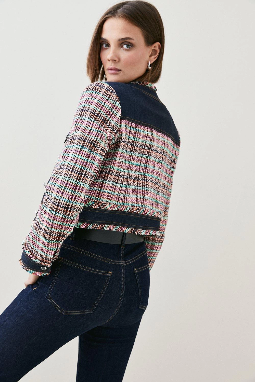 Karen Millen Tweed Denim Mix Jacket - Image 5