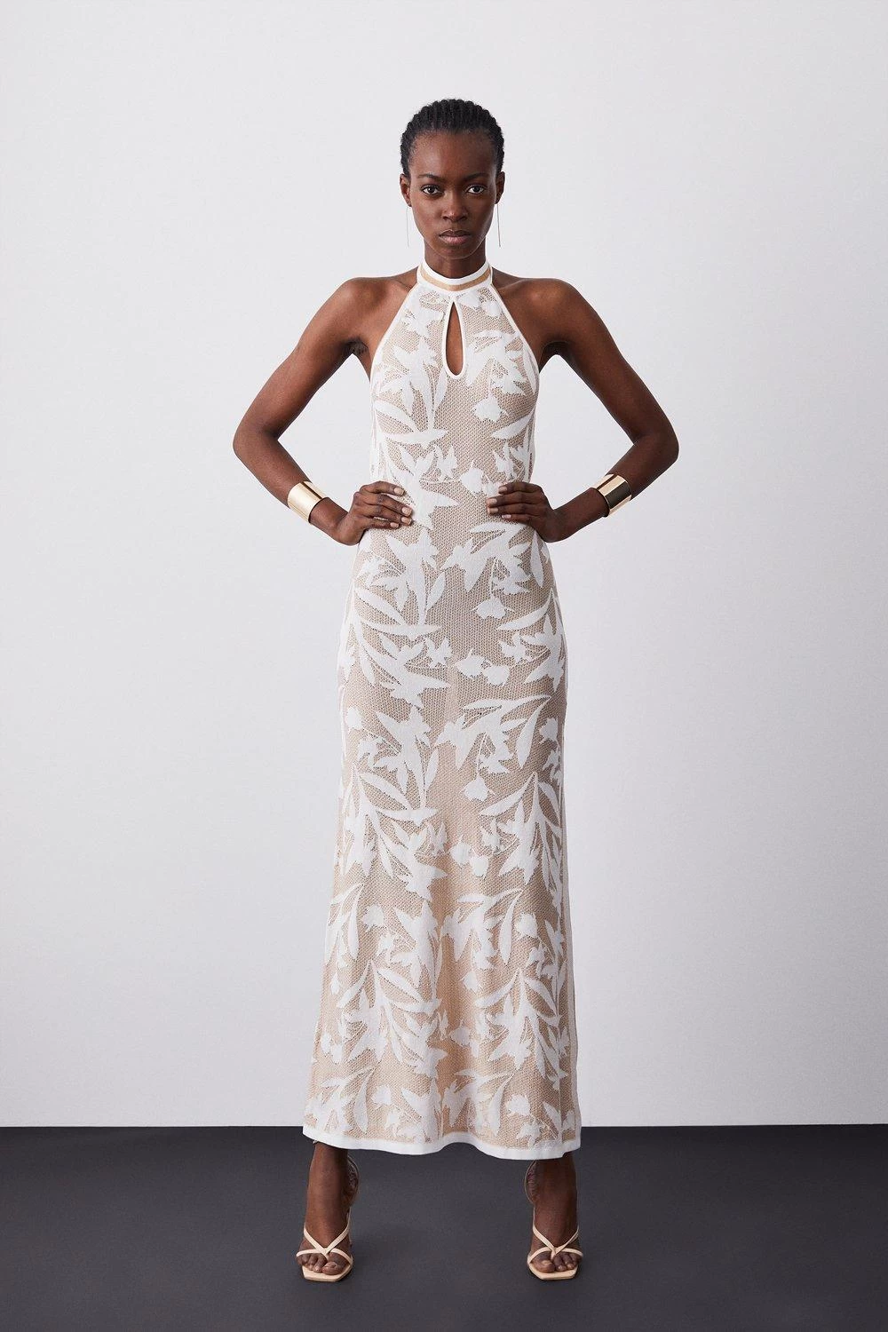 Karen Millen Pointelle Jacquard Knitted Maxi Dress - Image 3