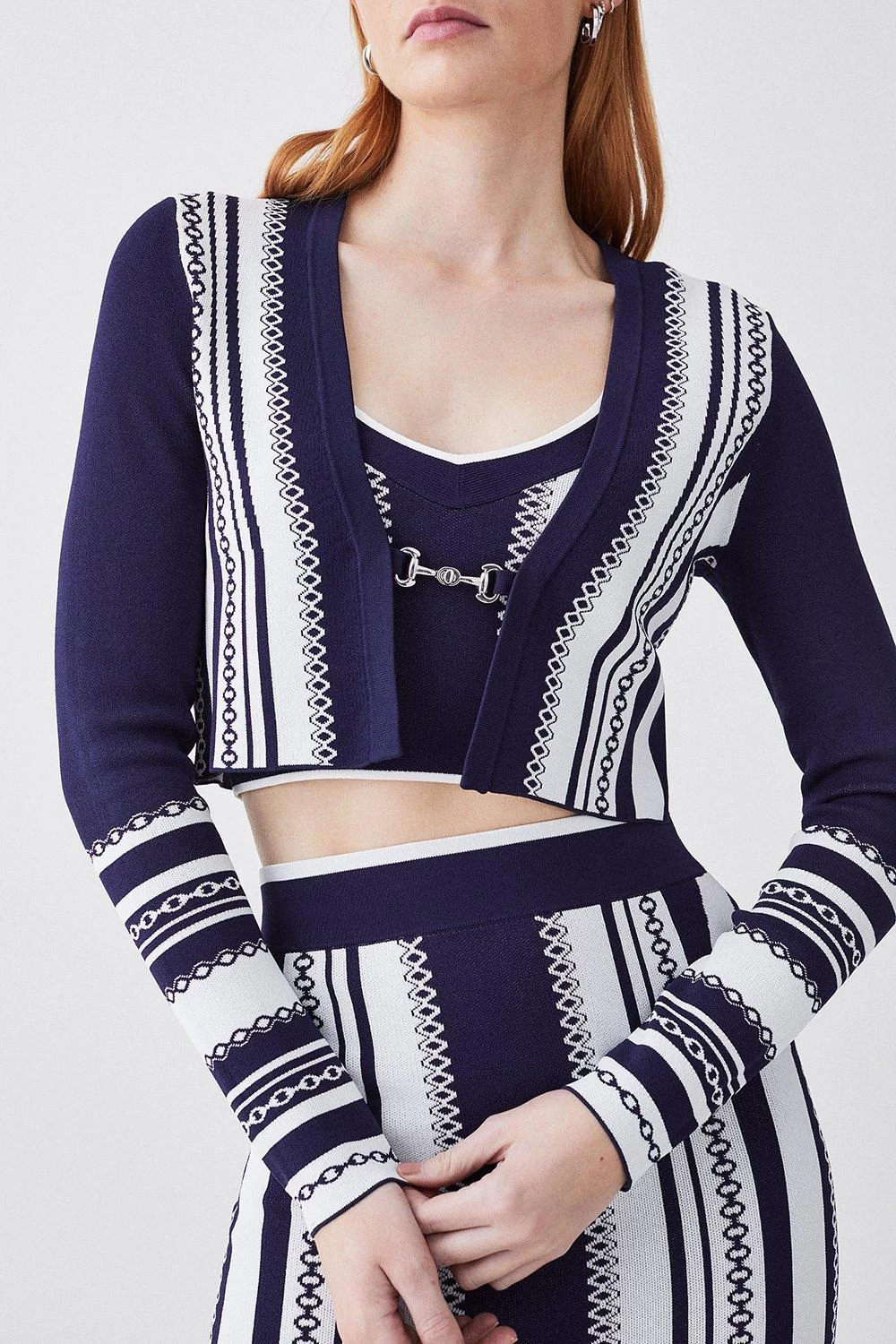 Karen Millen Chain Jacquard Knit Cardigan - Image 5