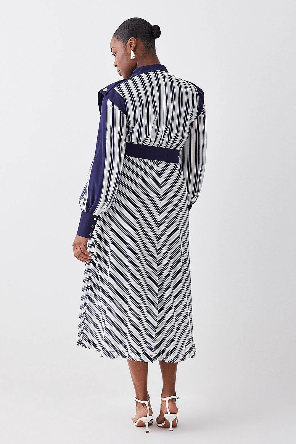 Karen Millen Plus Size Military Stripe Woven Midi Dress