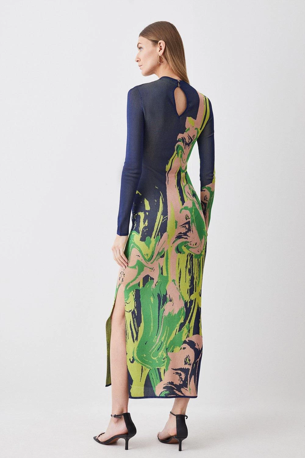 Karen Millen Slinky Jacquard Long Sleeve Knitted Maxi Dress - Image 5