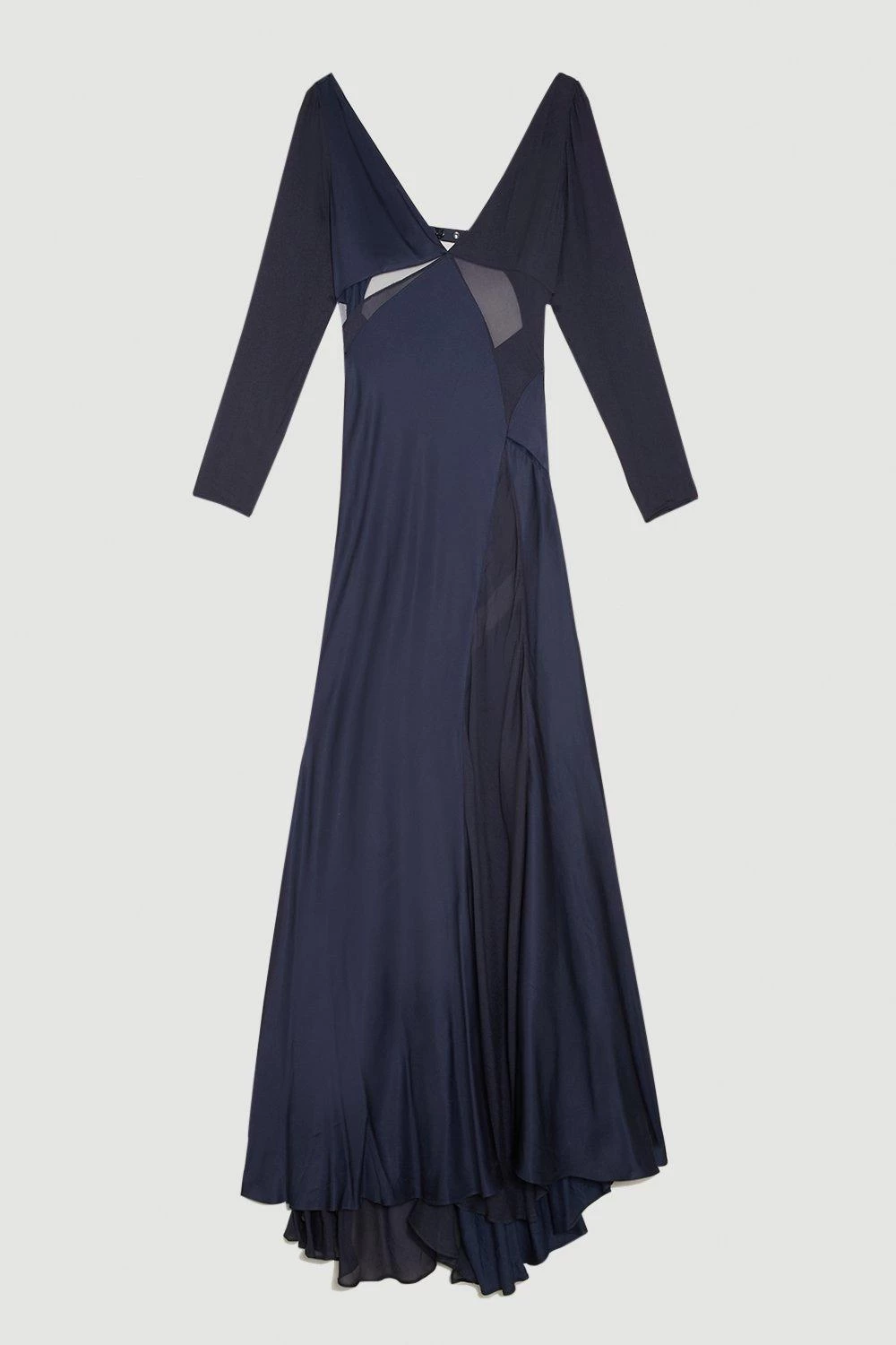 Karen Millen Tall Ooto Sheer Panneled Long Sleeve Woven Maxi Dress - Image 3