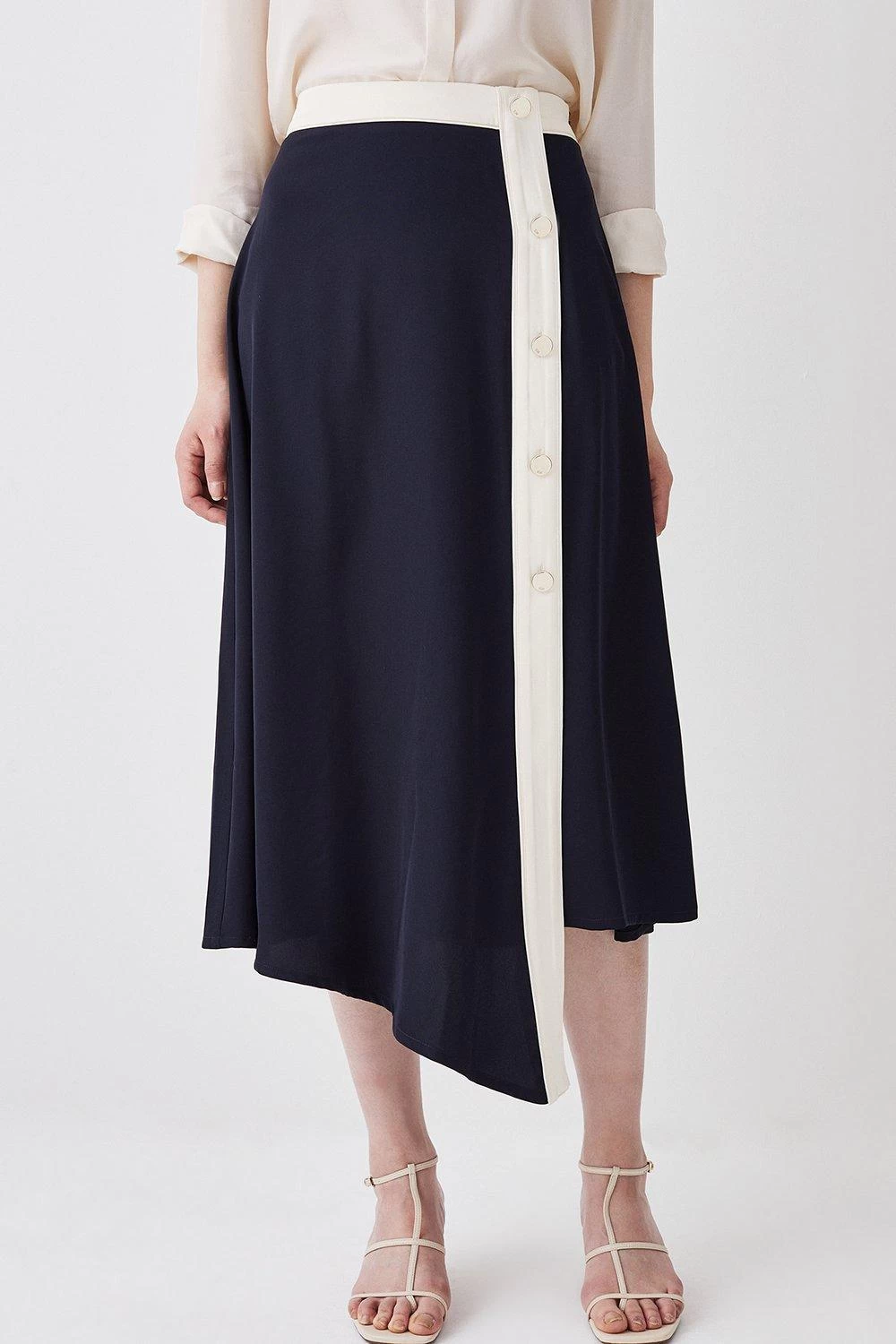 Karen Millen Twill Asymetric Midi Skirt - Image 2