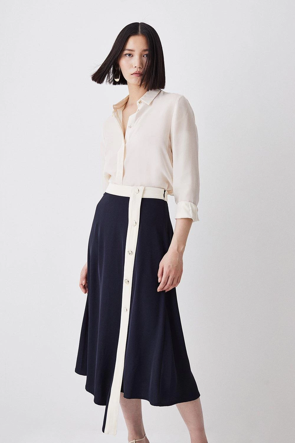 Karen Millen Twill Asymetric Midi Skirt - Image 5