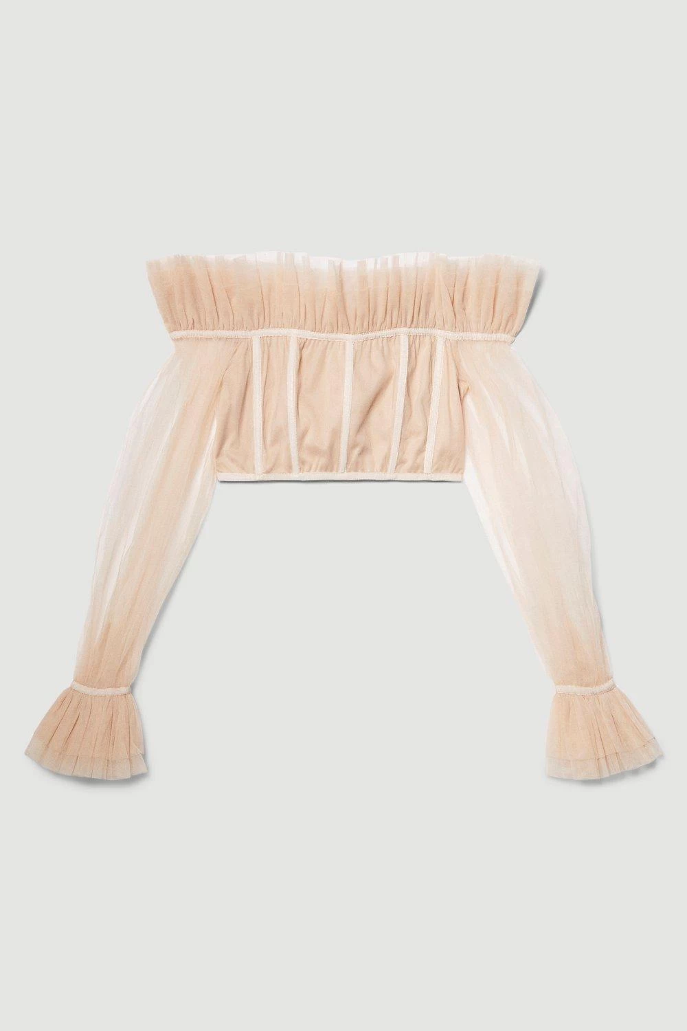 Karen Millen Lydia Millen Corset Detail Tulle Woven Bardot Top - Image 2