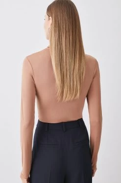 Karen Millen Slinky High Neck Long Sleeve Bodysuit