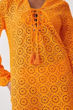 Karen Millen Beach V Neck Lace Up Brodie Mini Dress