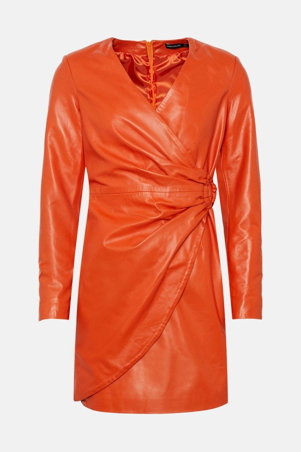 Karen Millen Leather Wrap Detail D Ring Mini Dress - Image 4