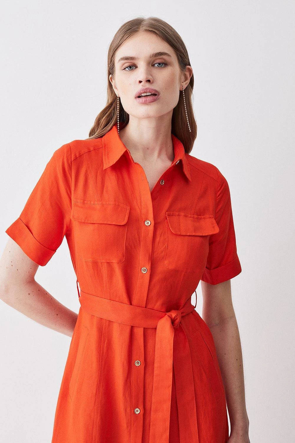 Karen Millen Linen Viscose Woven Midi Shirt Dress - Image 3