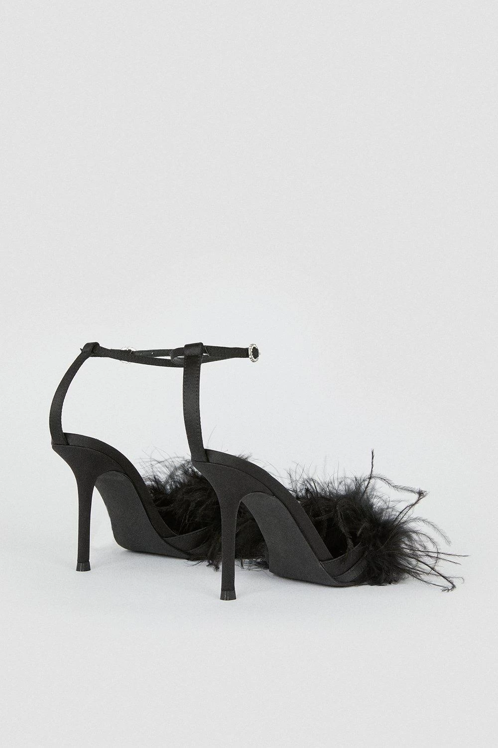 Karen Millen Satin Closed Toe Feather Heel - Image 2