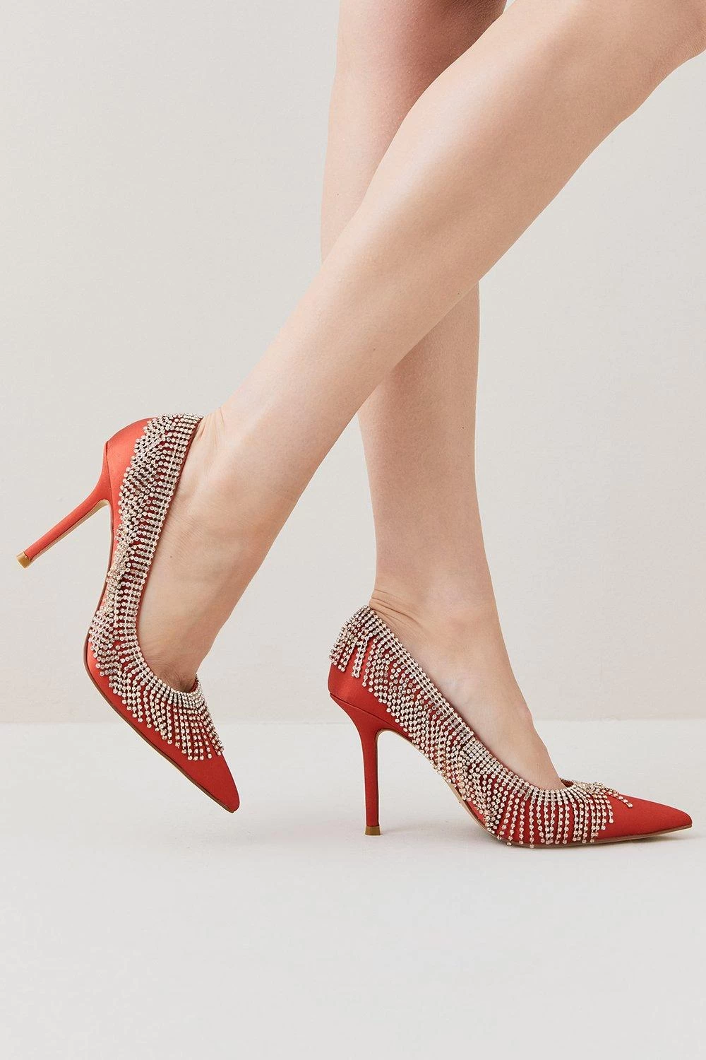 Karen Millen Satin Diamante Tassel Heel - Image 3