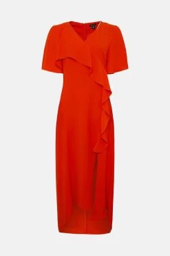 Karen Millen Soft Tailored Ruffle Detail Midi Dress