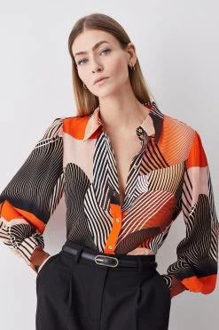 Karen Millen Spliced Geo Woven Shirt