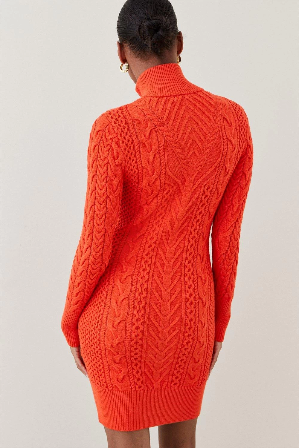 Karen Millen Viscose Blend Zip Through Cable Knit Mini Dress - Image 3