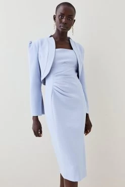 Karen Millen Structured Crepe Strap Midi Tailored Dress