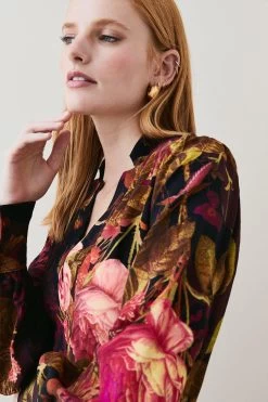 Karen Millen Photographic Floral Woven Blouse