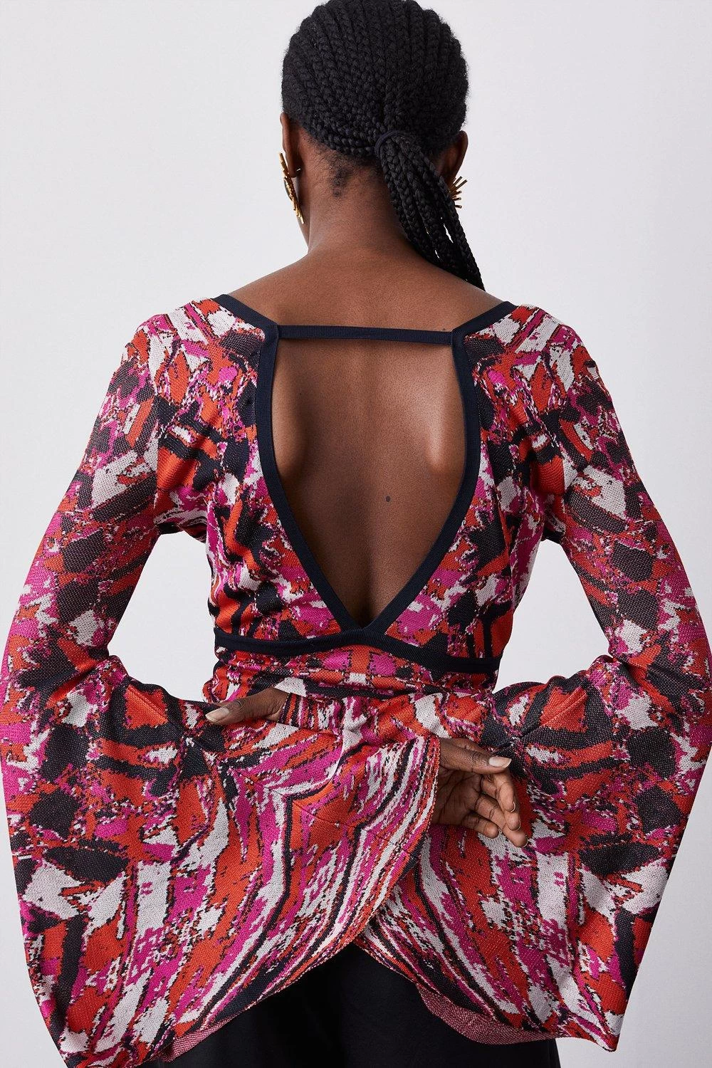 Karen Millen Slinky Knit Jacquard Geo Top - Image 4